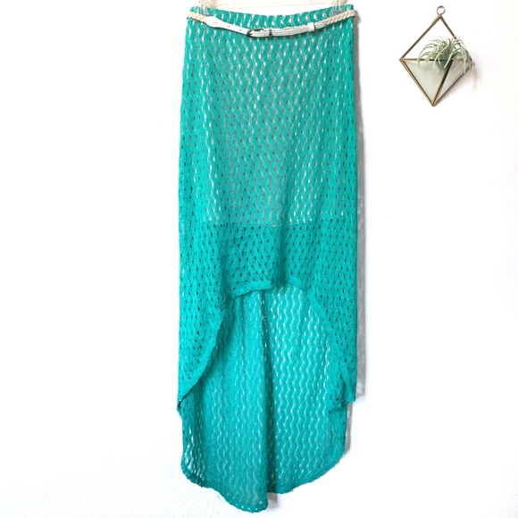 Sanctuary Clothing High Low Crochet Belted Skirt